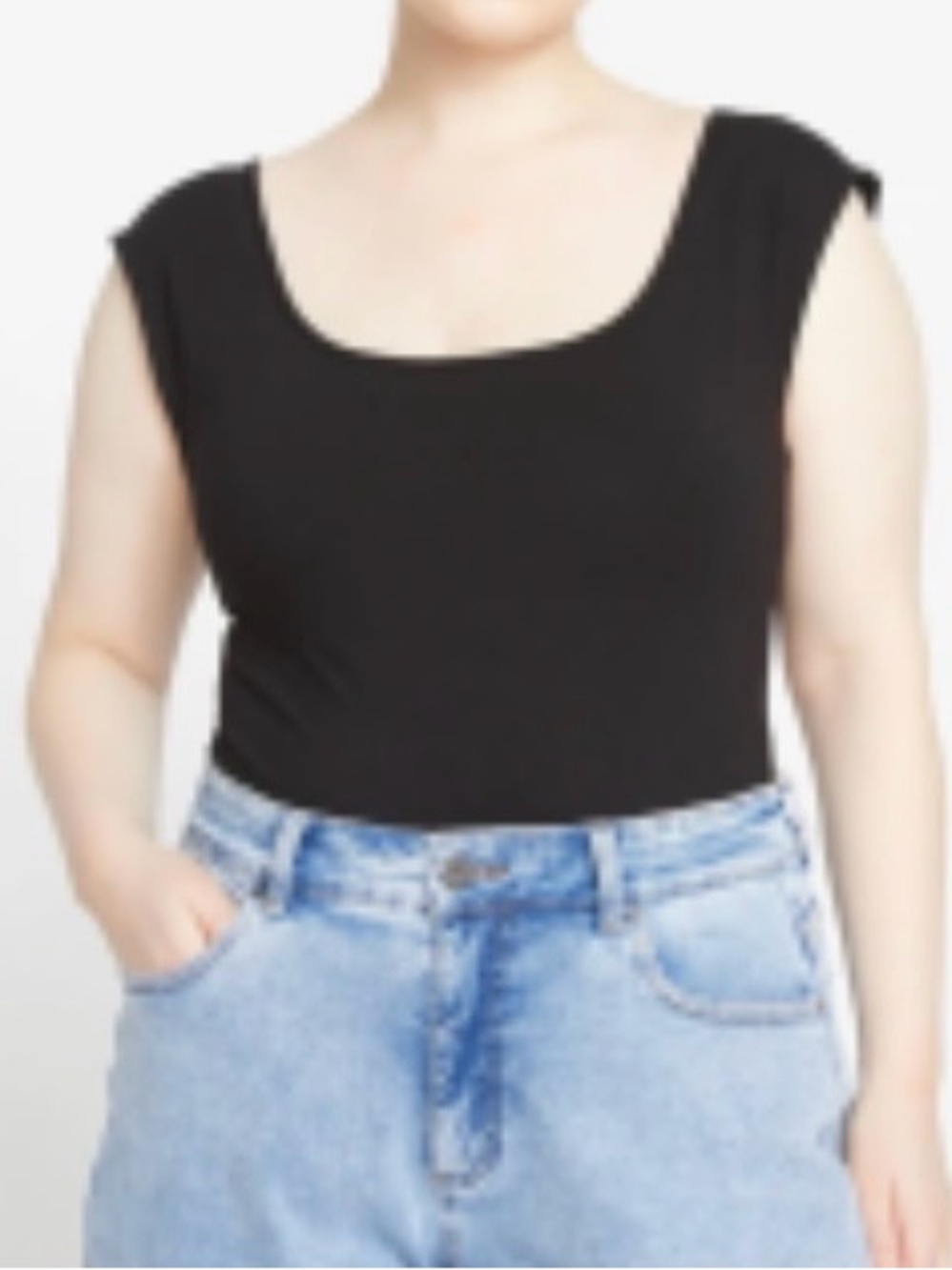 Universal Standard White Sleeveless Bodysuit with Scoop Neck